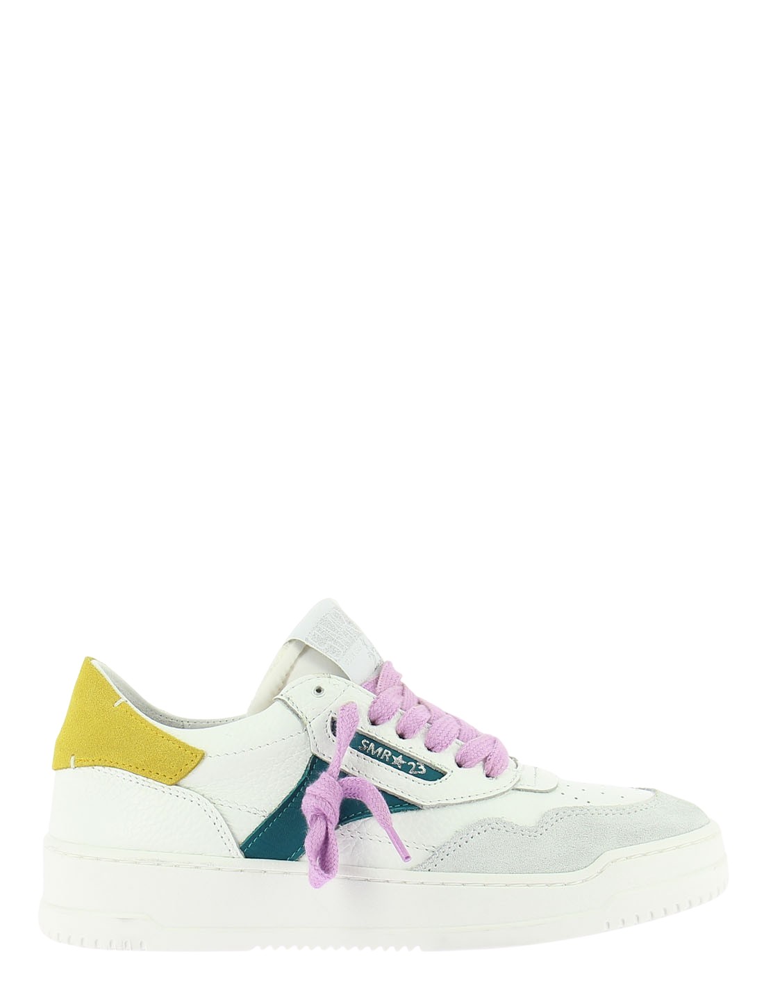 semerdjian baskets de ville femme rio 8387 cuir blanc/jaune/vert/rose