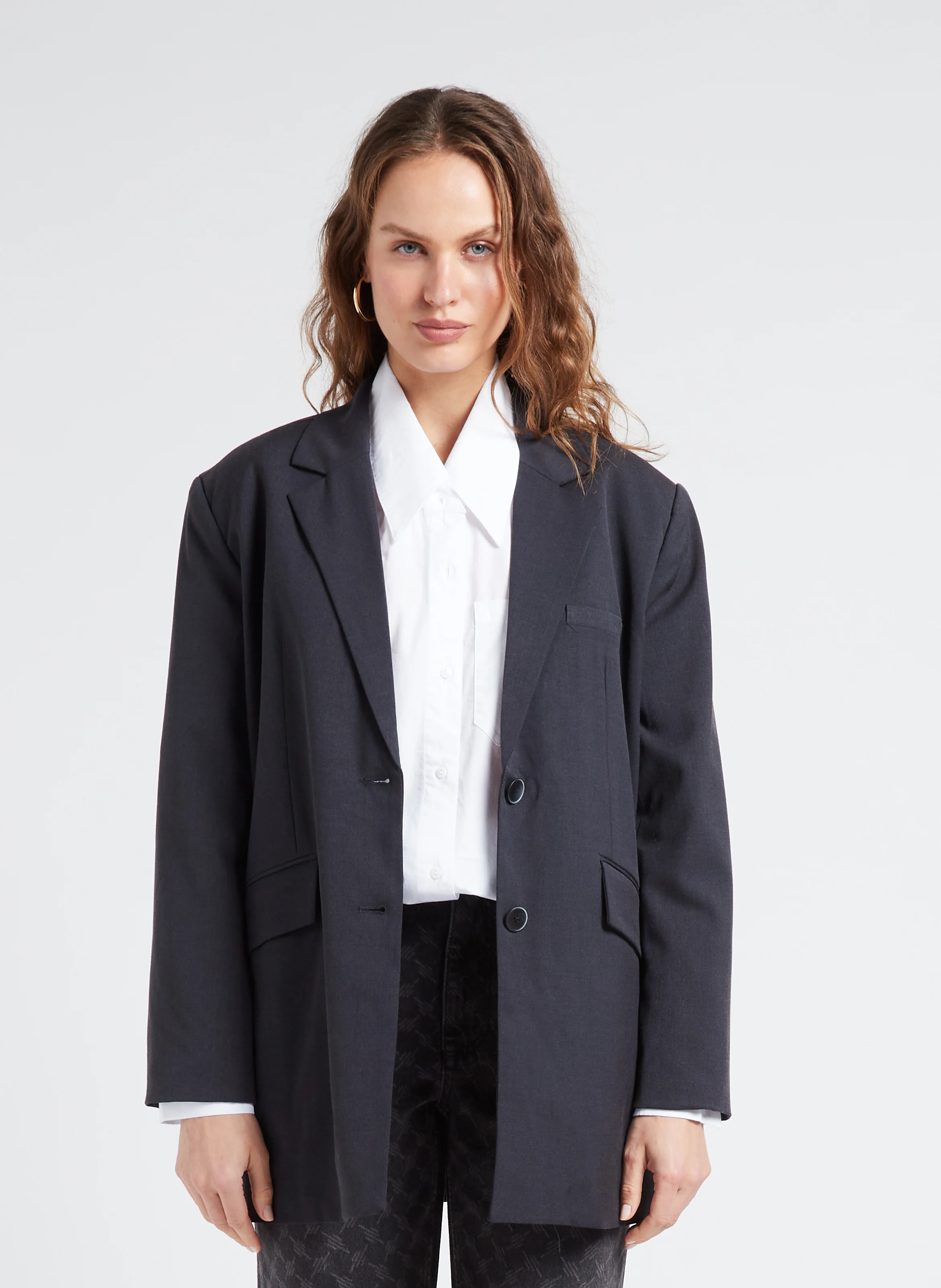 IDA - Veste droite col tailleur| Gris