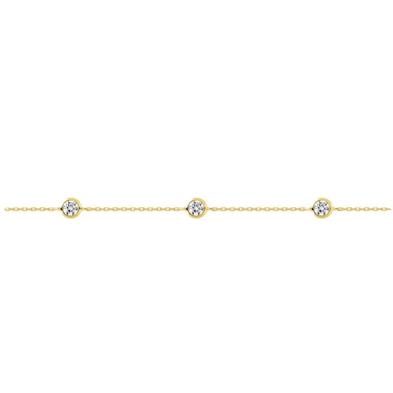 Bracelet Femme - Oxyde de zirconium - Or 18 Carats - Longueur : 18 cm