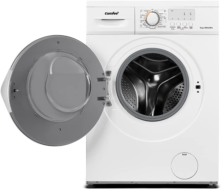 Comfee CFEW60-124 Waschmaschine / 6KG / Slim Line / D / 1200 U/min / Trommelreinigung / 15min-30min-45min Schnellwaschgang / Weiß