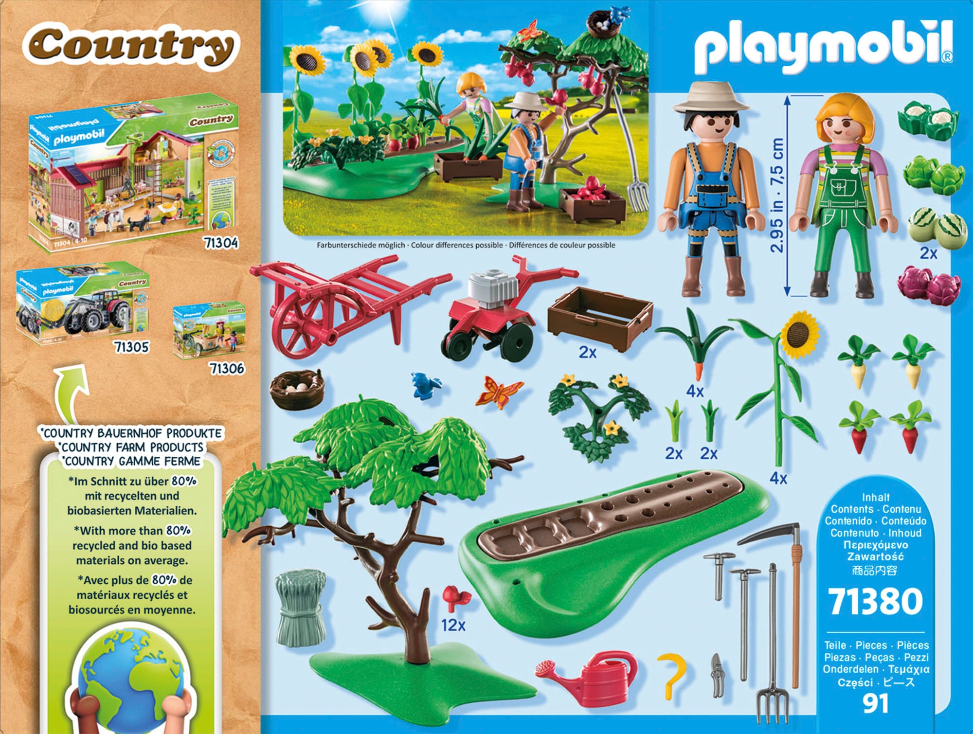 Playmobil® Konstruktions-Spielset »Starter Pack, Bauernhof Gemüsegarten (71380), Country« teilweise aus recyceltem Material