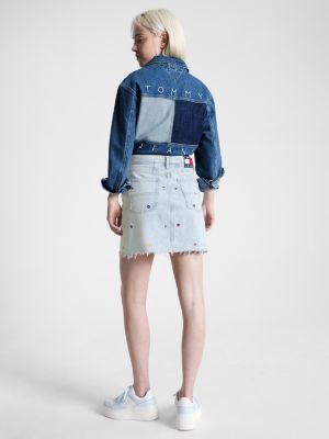 Saia jeans Mom Fit de cintura super alta