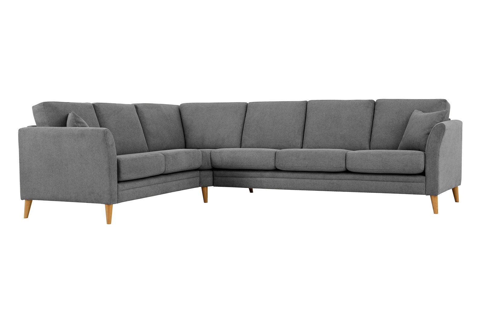 Eden hjørnesofa 23 hjørne i tekstil Brooklyn 3 Grey med ben i eik natur (15137).