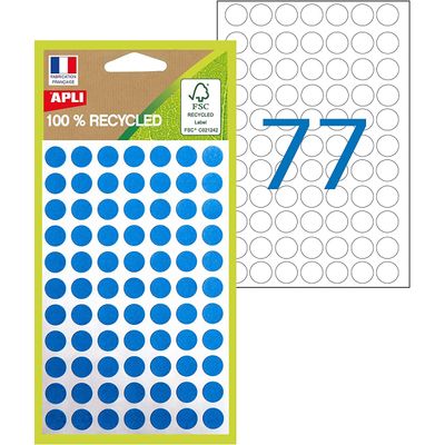 Apli Agipa - 462 Pastilles adhésives recyclées - bleu - diamètre 8 mm - réf 101778