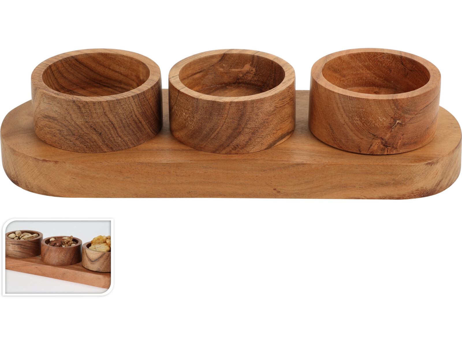 CONJUNTO TAÇAS MADEIRA 28X10X6CM