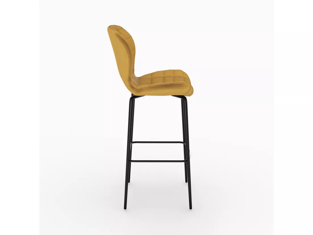 Lot de 2 chaises de bar en velours jaune curry 75 cm - Mazzia