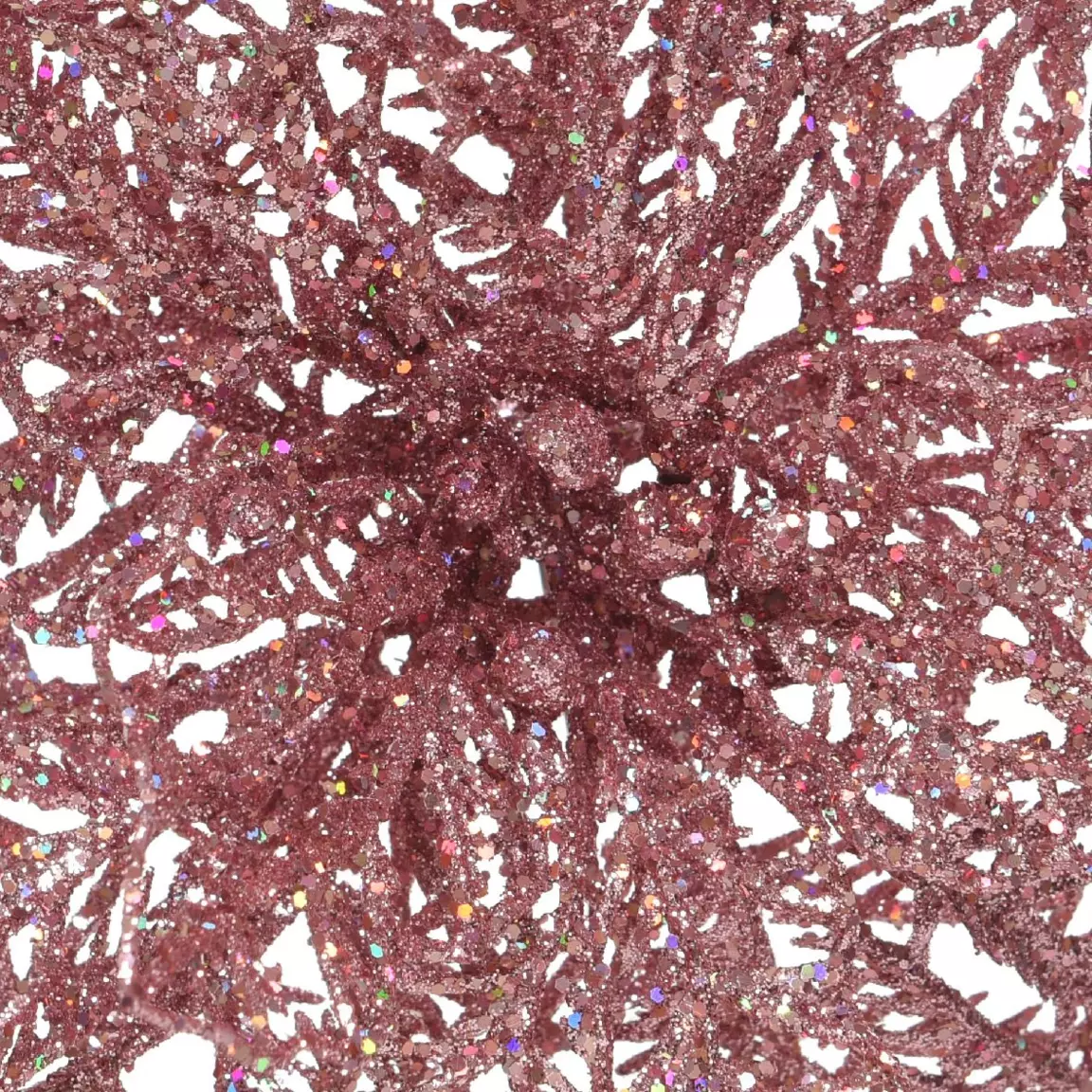 Poinsettia de Noël paillettes sur clip (D23 cm) Rose poudré