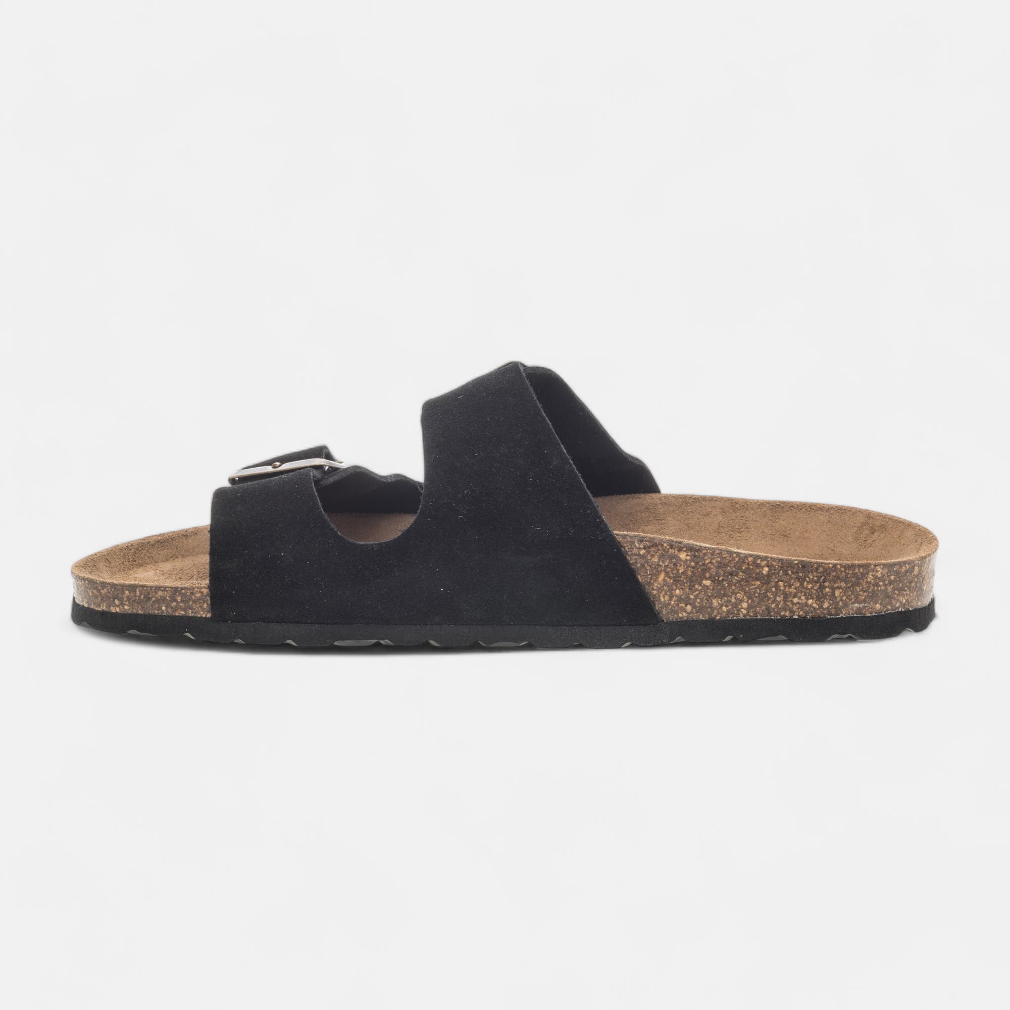 Mules semelle liège Homme en cuir noir