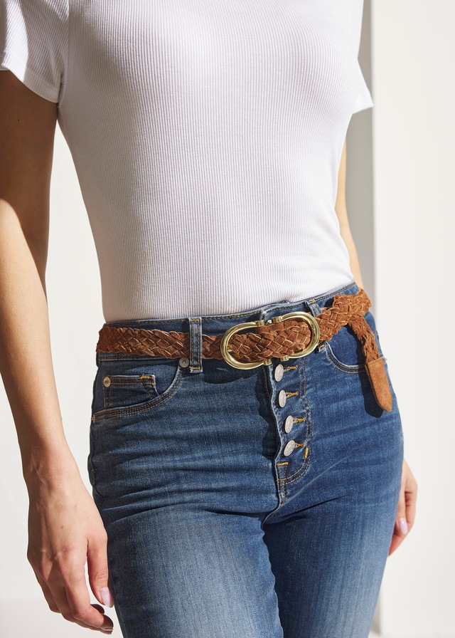LASCANA Hüftgürtel »Ledergürtel« Flechtgürtel, Gürtel aus Leder, für Jeans & Kleider, Hosengürtel