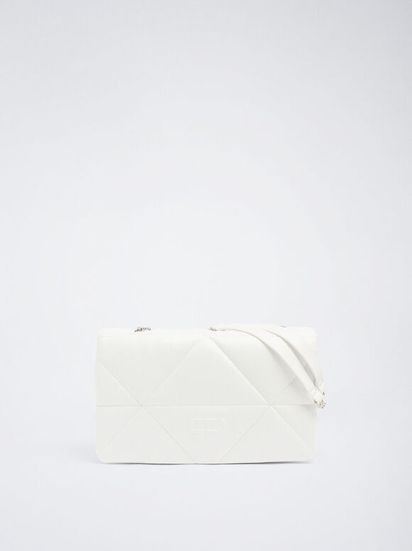 Bolsa de ombro acolchoada com corrente - Off-White