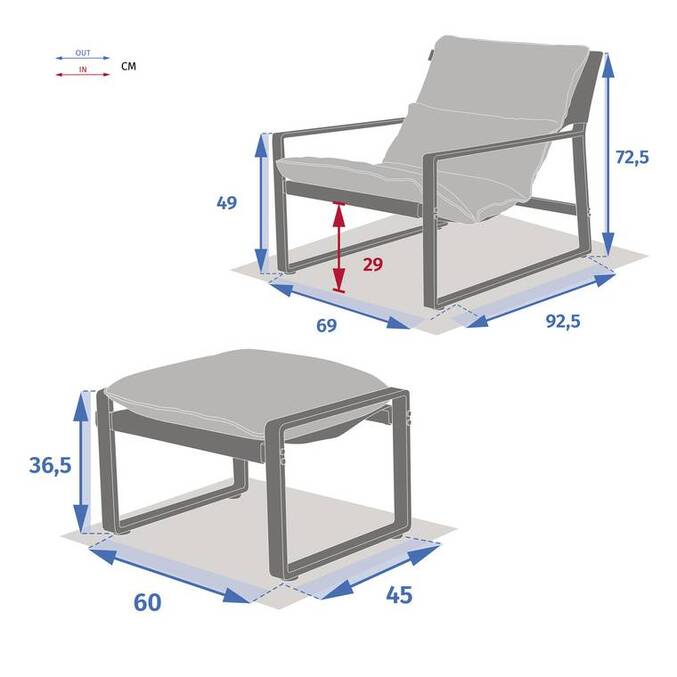 Fauteuil relax de jardin LAMBINIO Blanc & Gris clair