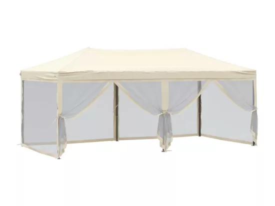 Tente de réception pliable avec parois Crème 3x6 m