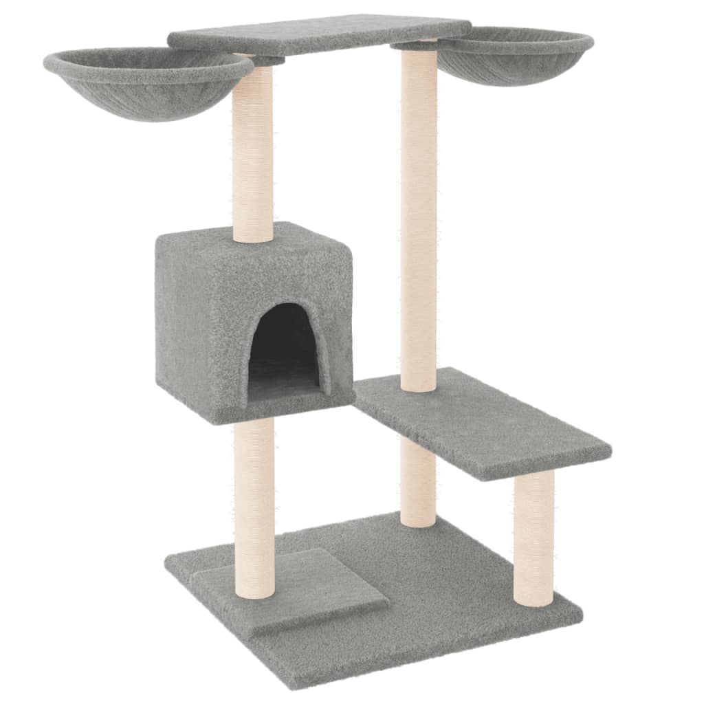 arranhador para gatos vidaXL com postes, cinza claro, 82 cm