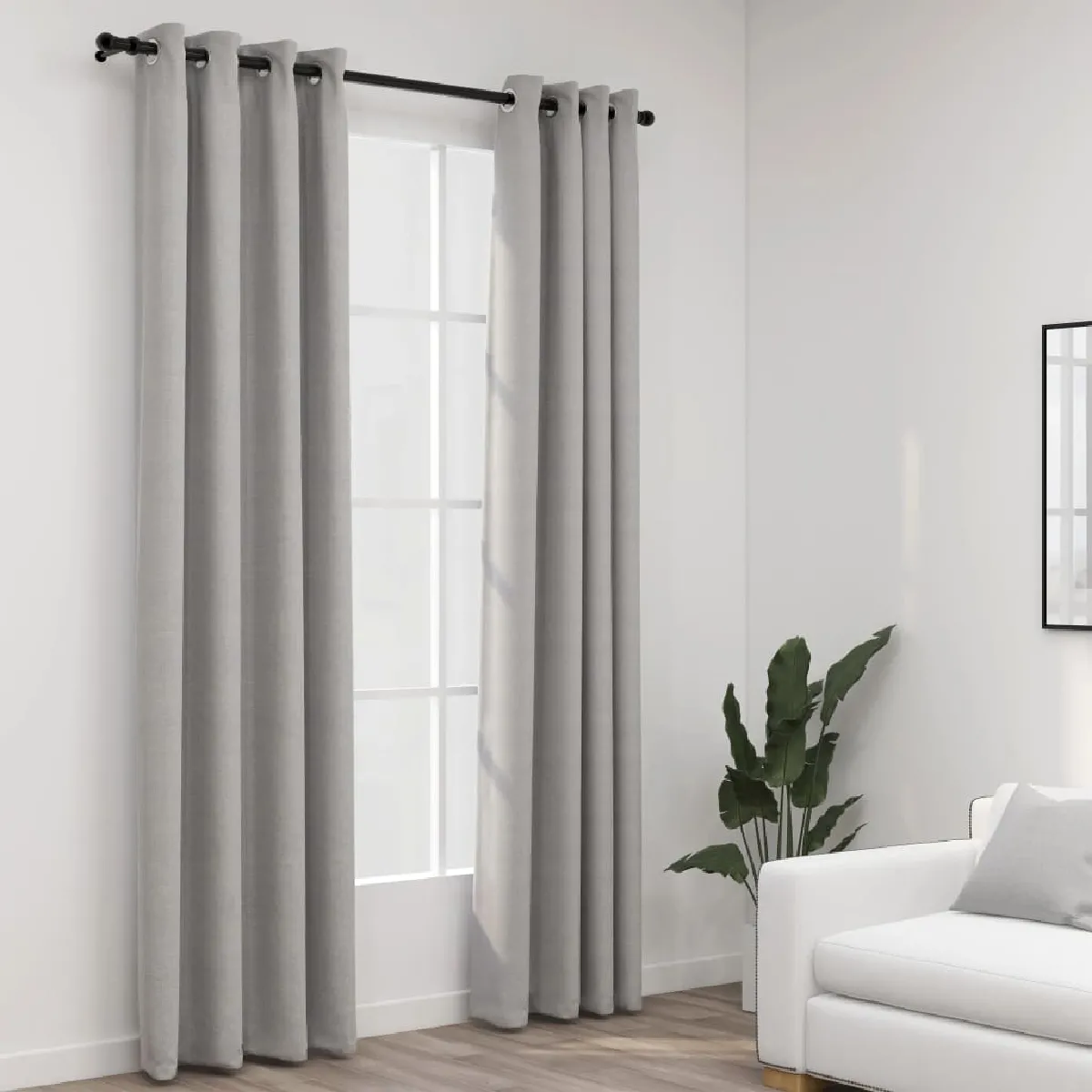 vidaXL Rideaux Aspect lin 2 pcs - Gris 140 x 225 cm