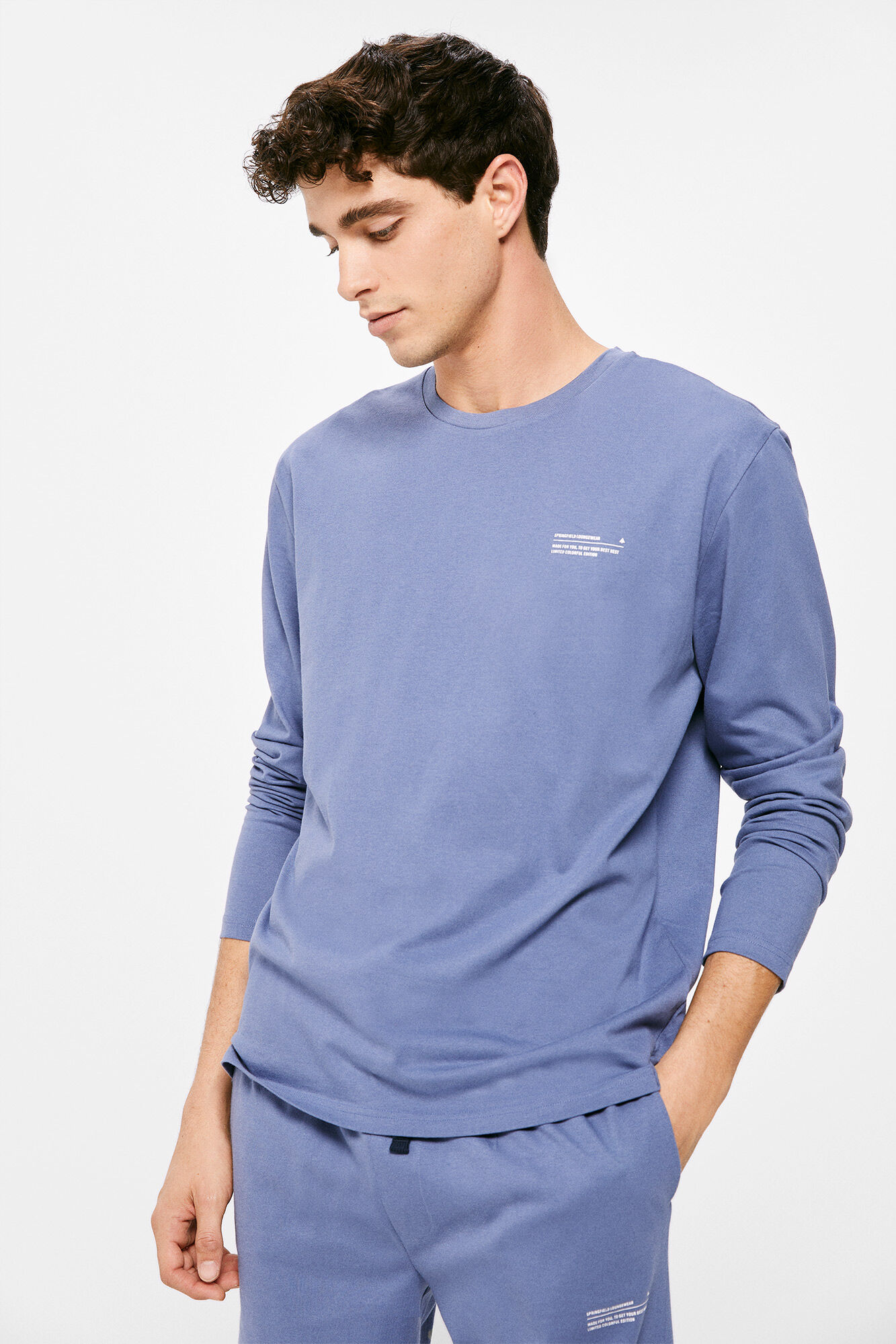 Pijama monocromático extra confortável - azul médio