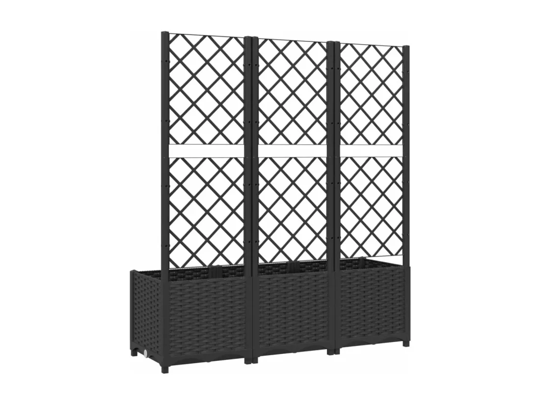 Jardinière avec treillis Noir 120x40x136 cm PP