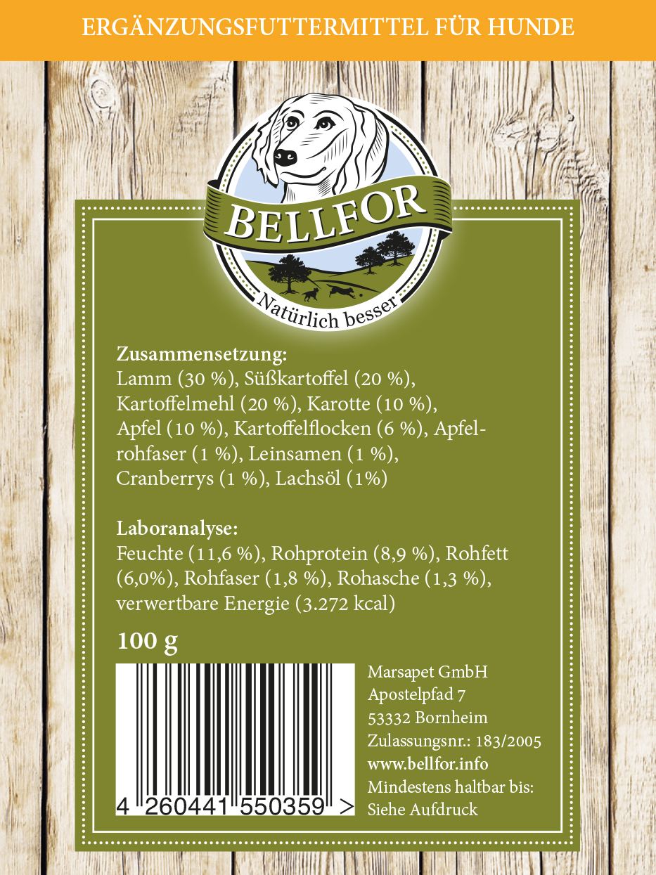 Biscuits pour chiens à l'agneau frais - knabber-schmaus - 100g