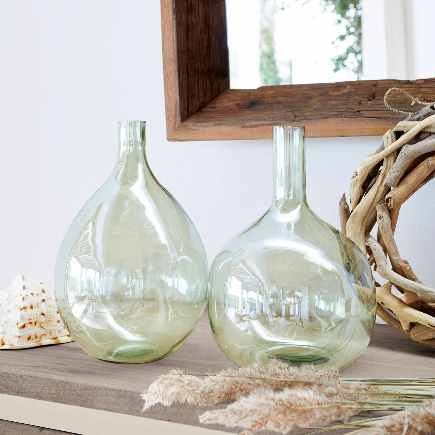 Vase 2er Set Erlunda grün