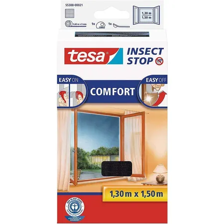 tesa Fliegengitter COMFORT für Fenster, 1,30 m x 1,50 m