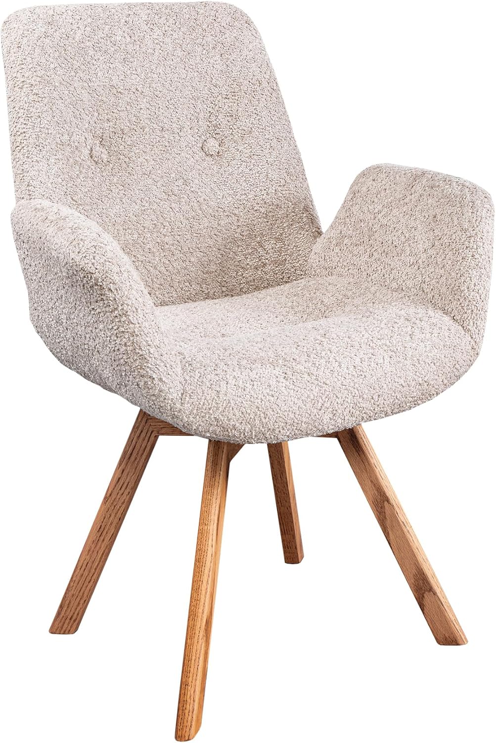 Riess Ambiente Drehbarer Stuhl Baltic - beige Natur - Bouclé Stoff Eiche Massivholz - Esszimmerstuhl mit Armlehne Schaumstoff-Polsterung