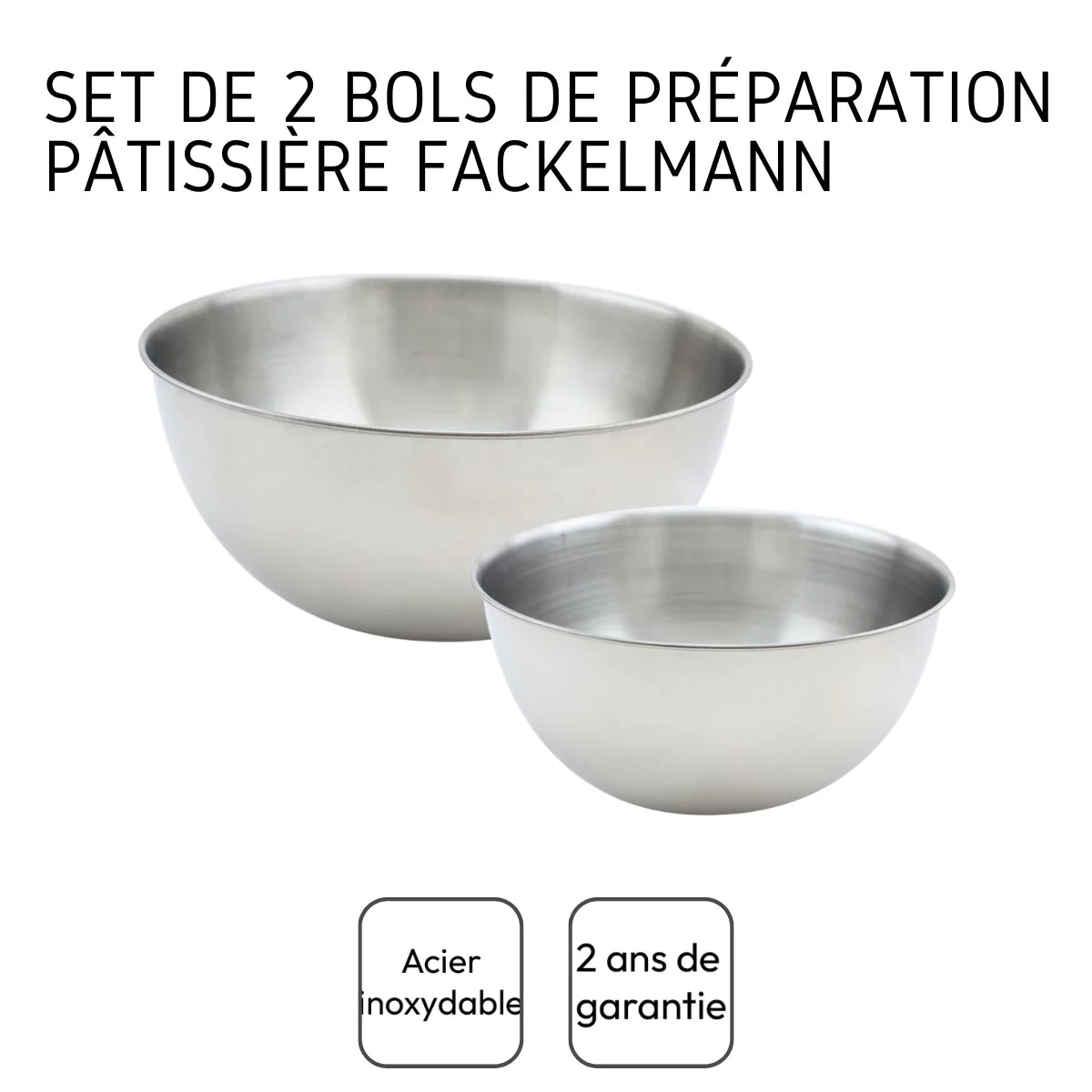 Set de 2 bols à mixer en inox 20,5 et 25 cm Basic Fackelmann
