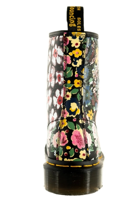Bottines dr martens 1460 pascal white+black floral mash up backhand