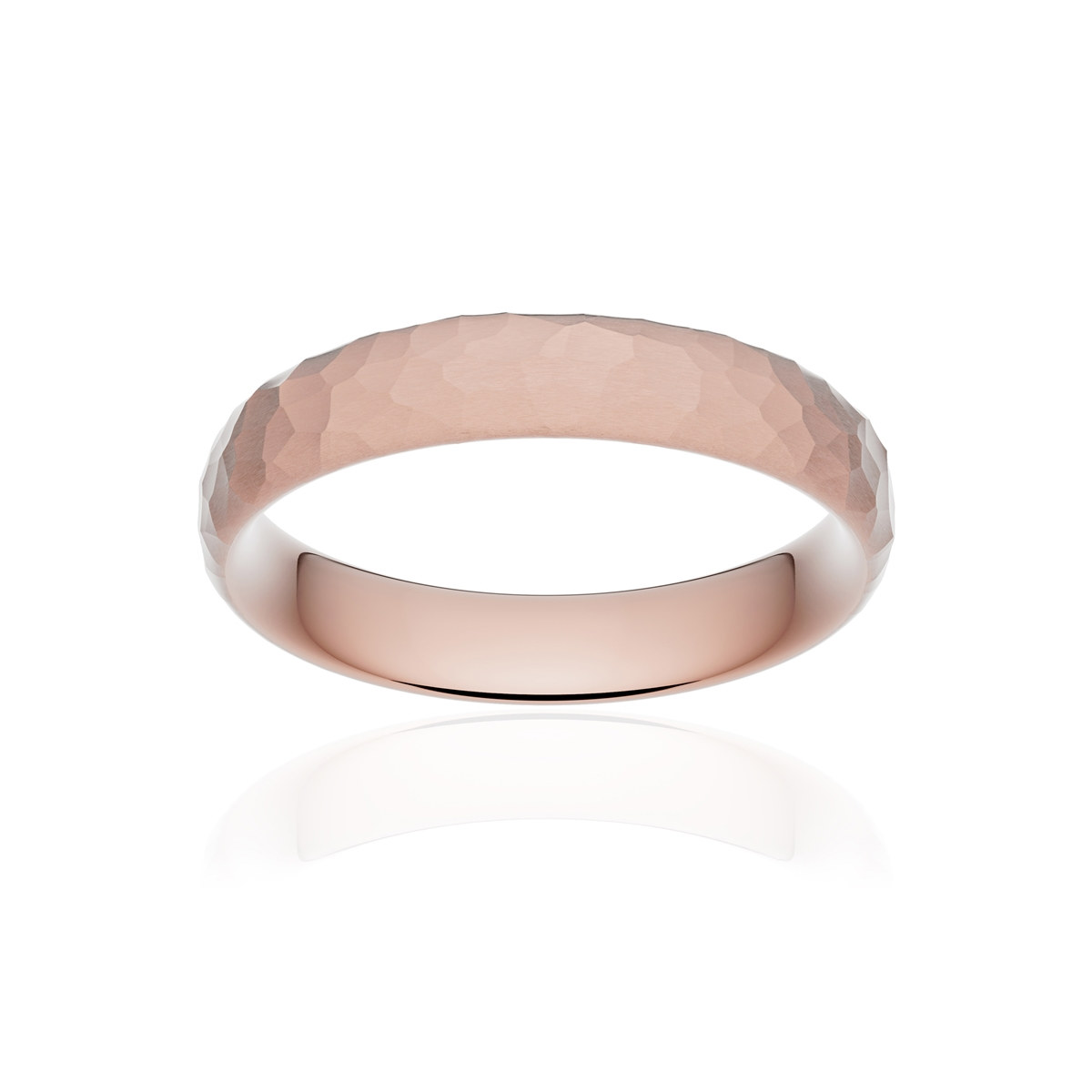 Alliance or 750 rose martelé ruban confort 4,5mm