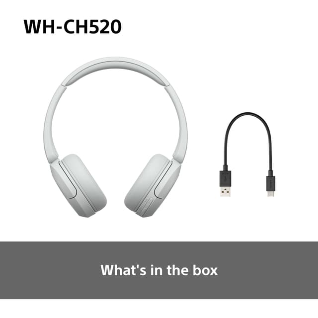 Sony WH-CH520 trådløse on-ear høretelefoner (hvid)