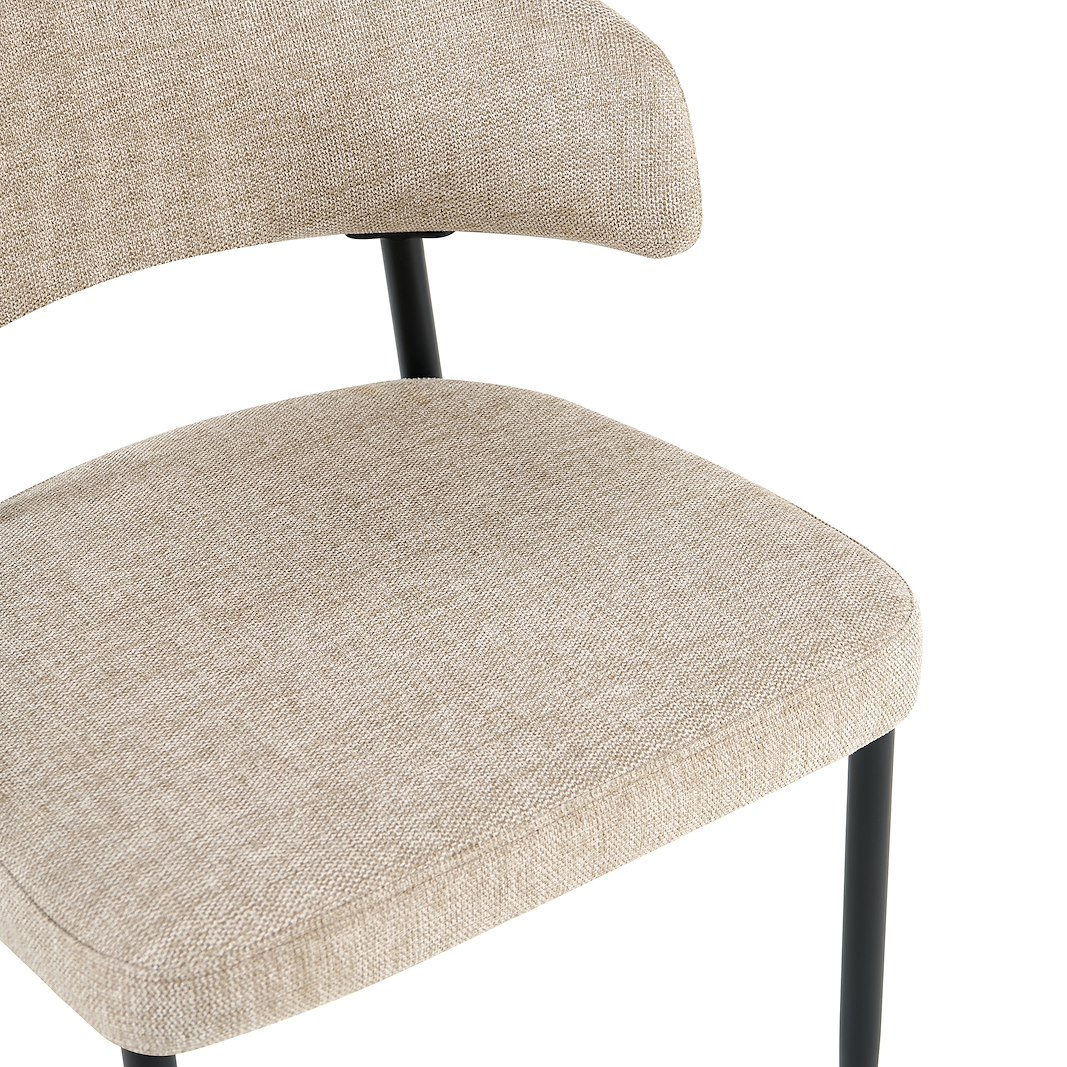Camaro spisestol Tekstil Brego mørk beige 31, sortlakkerte ben