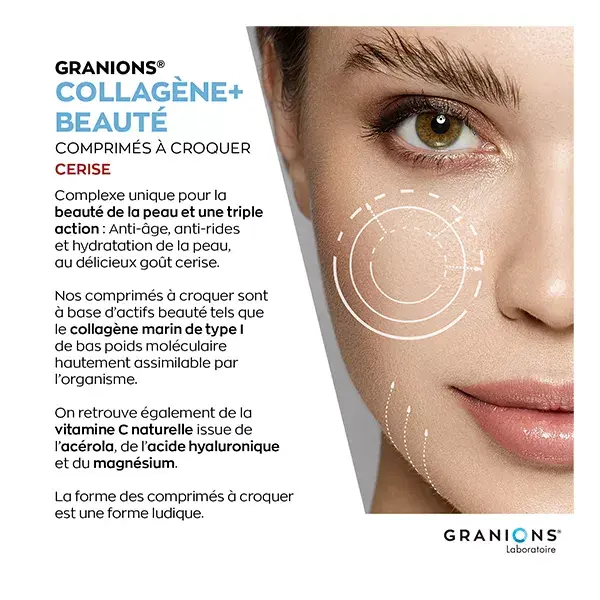 Granions Collagen+ Beauty Cherry 120 comprimidos mastigáveis