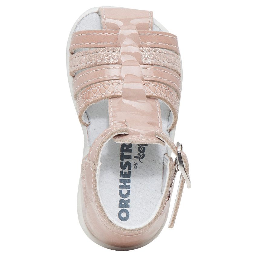 Nu-pieds en cuir avec brides fantaisie - Ecru