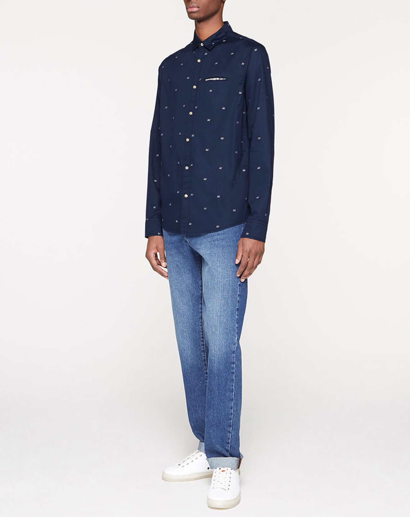 Scotch & Soda Chemise Regular Fit Pocket imprimée bleu marine