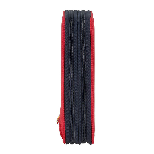 Estojo escolar Safta com 28 itens inclusos, Seleção Espanhola de Futebol, 125x40x195mm, Vermelho
