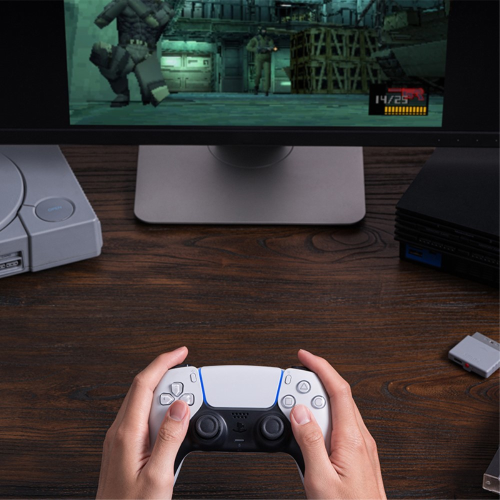 Wireless Retro Receiver Bluetooth Game Controller Adapter für Sony Playstation PS2 / PS1 - Grau