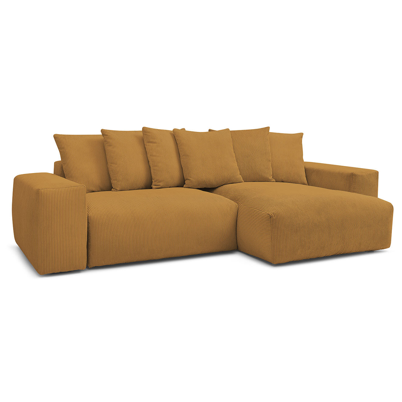 Bobochic Canapé d'angle réversible ultra moelleux voltaire velours côtelé jaune - 310x174x75 cm