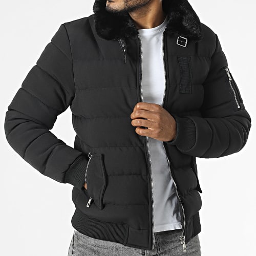Doudoune Col Fourrure Noir