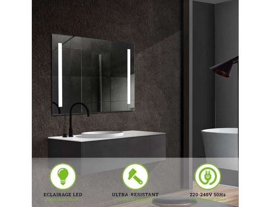 CRISTALED - Miroir de salle de bains lumineux éclairage intégré led fron...