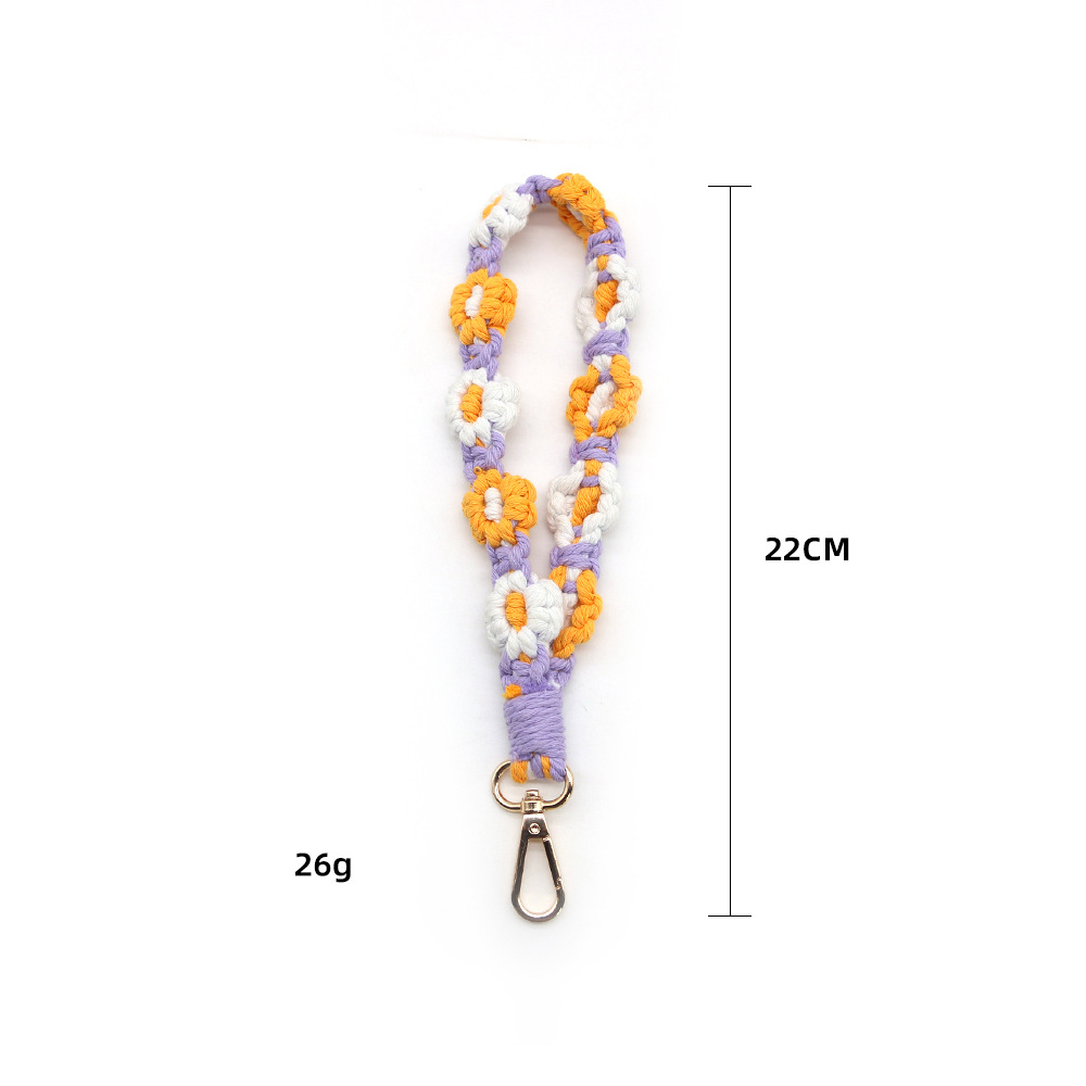 (45cm) Universal Handy Kette Geflochtene Blumen Kordel Phone Charms Schmuck Anhänger Handgelenkschlaufe   1x Einlage - Grün / Orange / Weiss