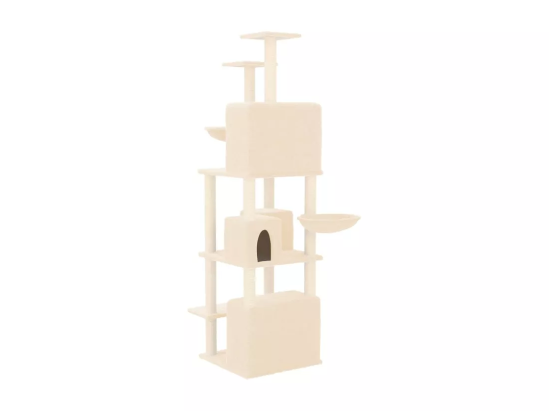 Arbre à chat avec griffoirs en sisal Crème 180 cm