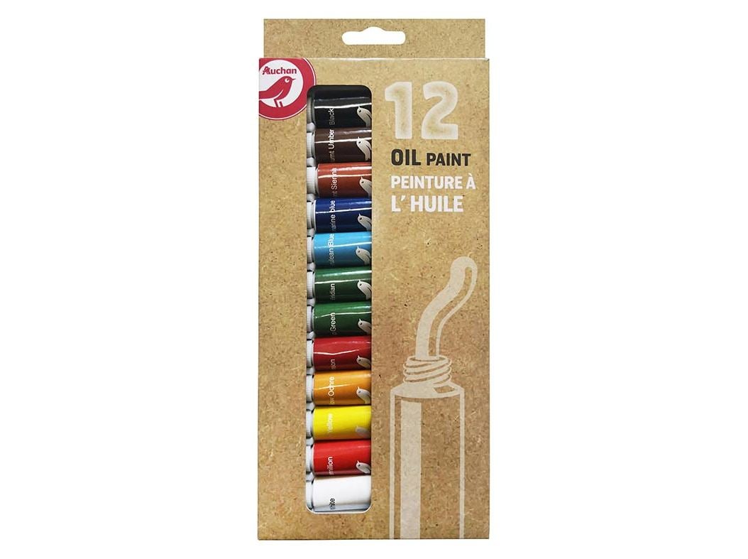 TINTA PARA PINTURA A OLEO AUCHAN 12ML 12 UNIDADES