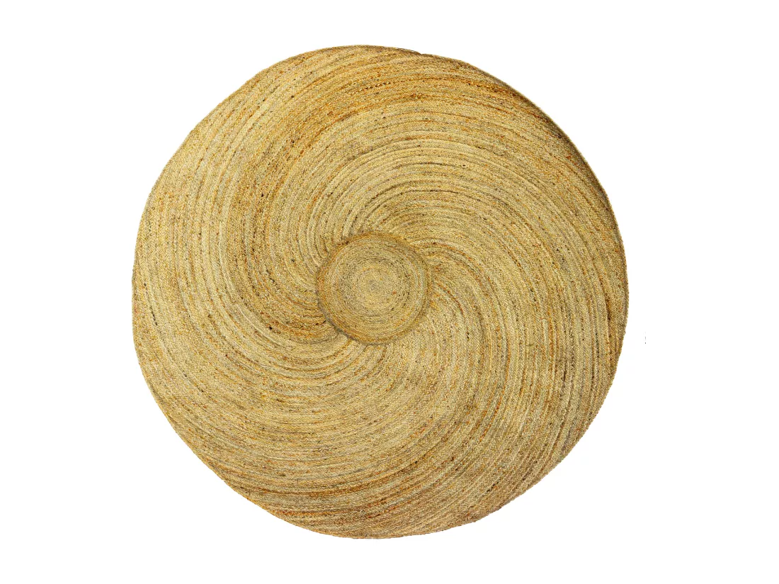 Tapis rond 100% jute - Tressage spirale - D. 200 cm - Naturel - KESIA
