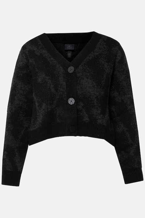 Strickjacke, Jacquard-Animalmuster, V-Ausschnitt