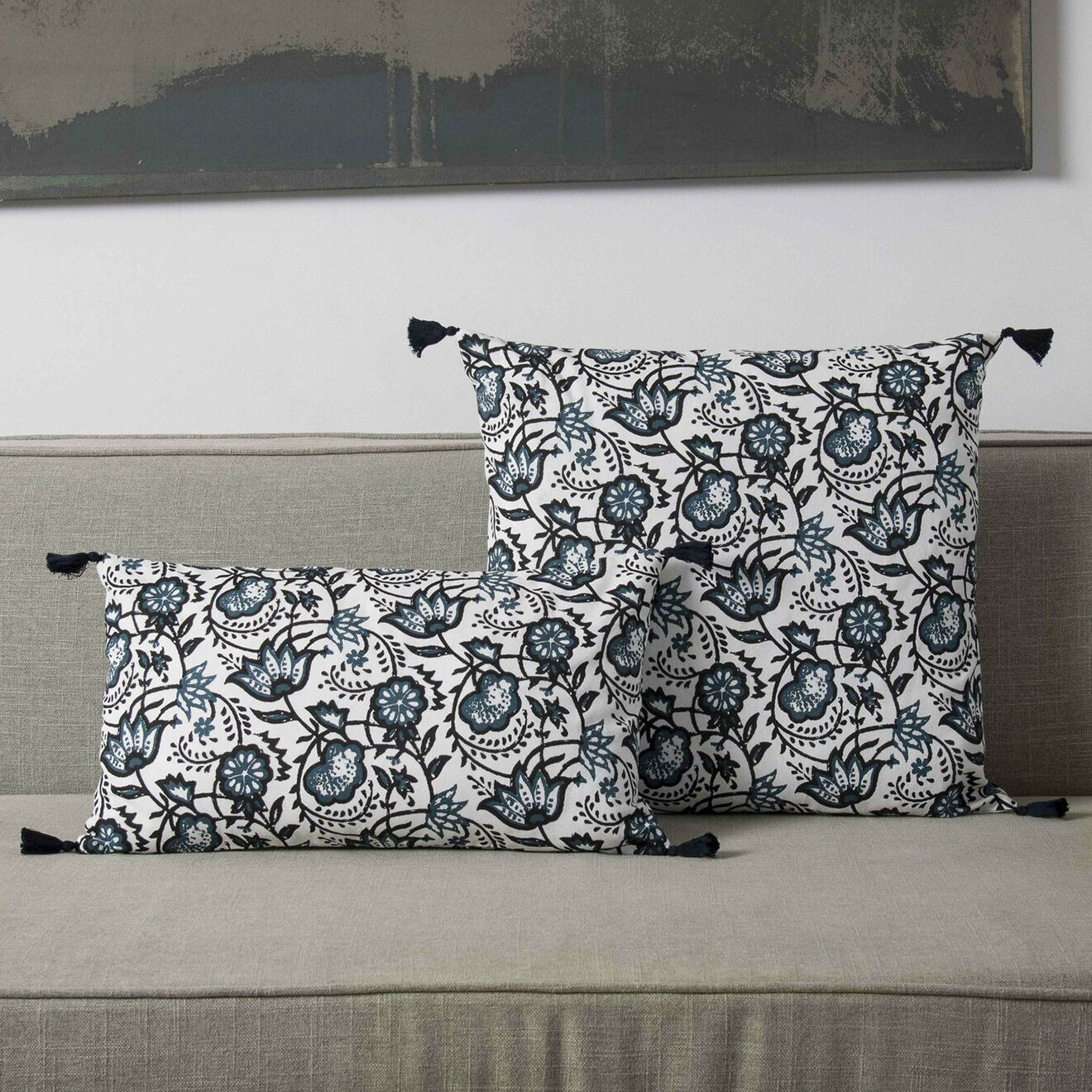Febronie Housse de coussin Carma bleu peacock