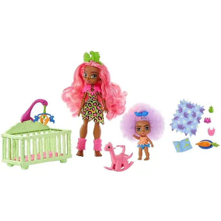 Mattel Cave Club Wilder Babysittingspaß Spielset mit 2 Puppen und Zubehör