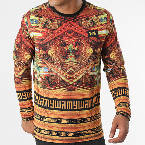 Tee Shirt Manches Longues Barok Noir Orange Renaissance Réversible