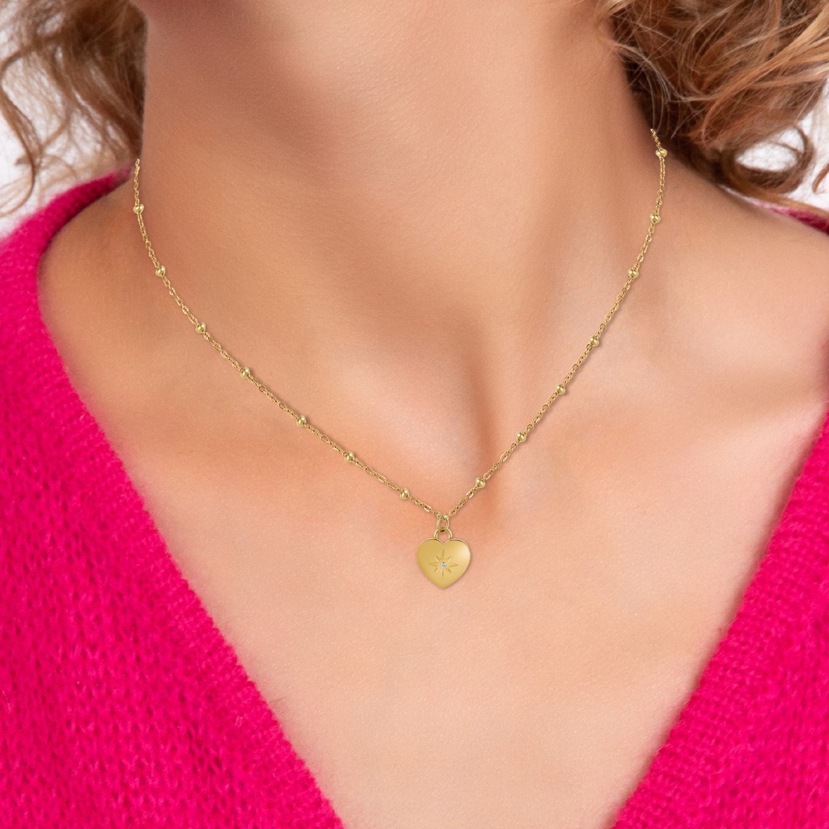 Collier coeur par SC Bohème orné d'un véritable diamant blanc