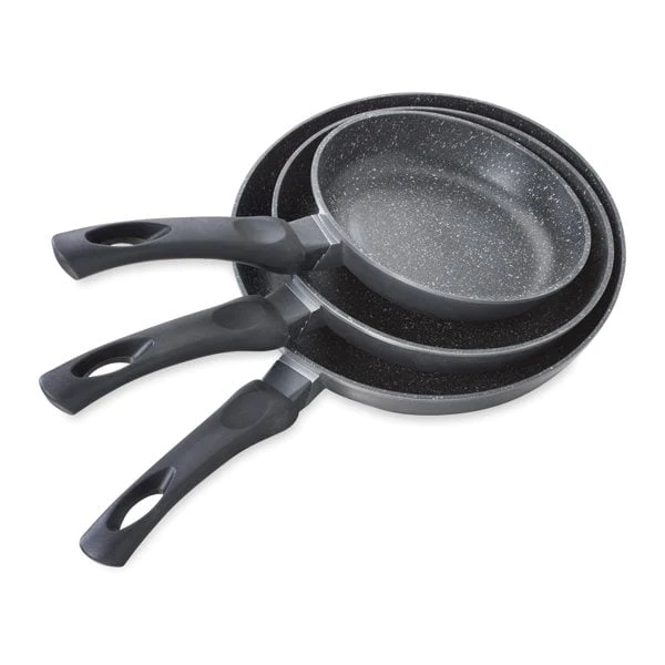 Lot 3 Poêles avec revêtement Dur comme la pierre 20, 24 et 28 cm Matho