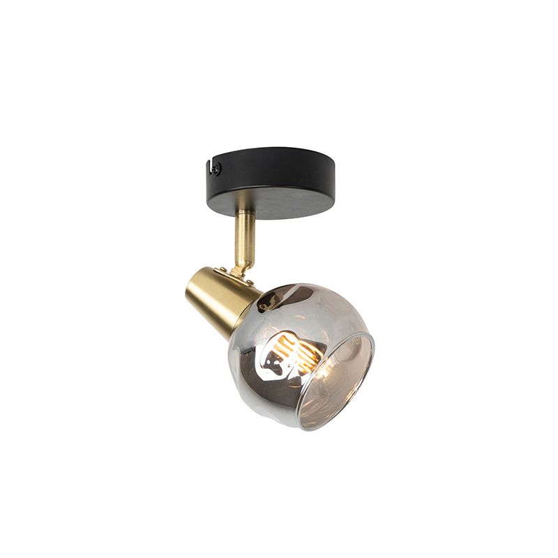 Art Deco spot goud met smoke glas - Vidro