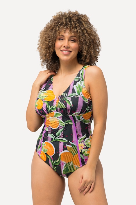 Badeanzug, Orangen, Softcups, Neon-Paspeln