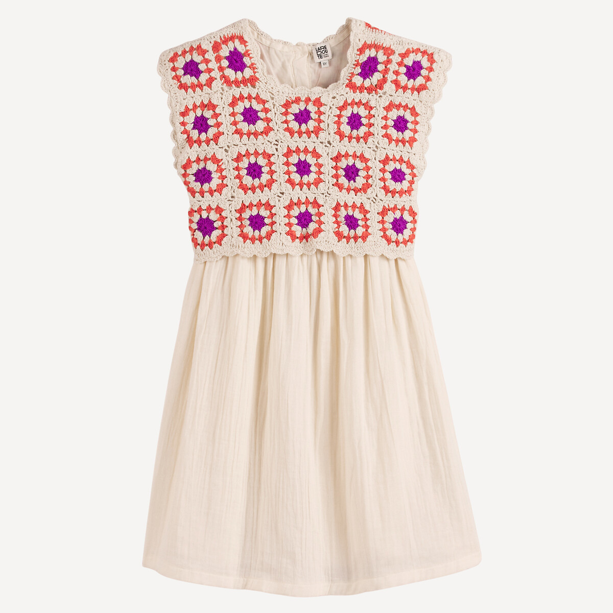 COLEÇÃO LA REDOUTE<br>Vestido sem mangas com corpete de crochê